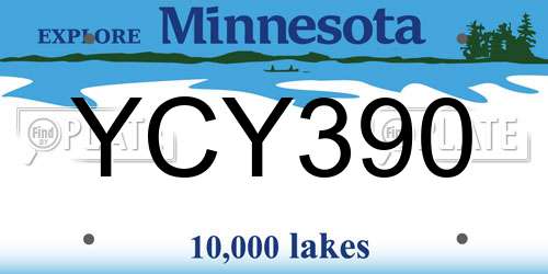 YCY390 Minnesota License Plate