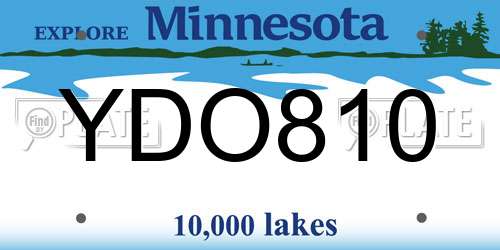YDO810 Minnesota License Plate