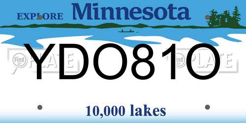 YDO81O Minnesota License Plate