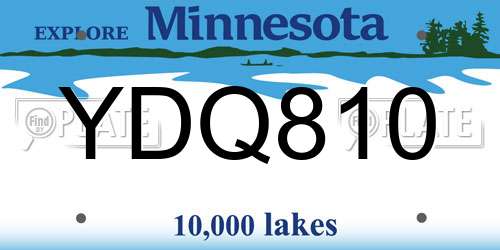 YDQ810 Minnesota License Plate