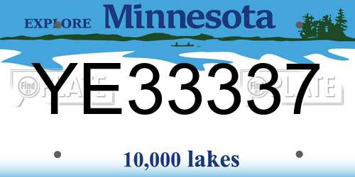 YE33337 Minnesota License Plate