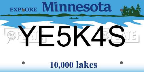 YE5K4S Minnesota License Plate