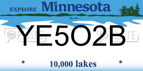 YE5O2B Minnesota License Plate