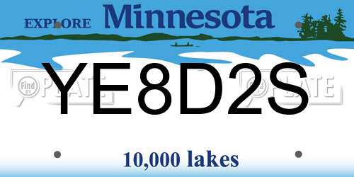 YE8D2S Minnesota License Plate