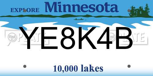 YE8K4B Minnesota License Plate