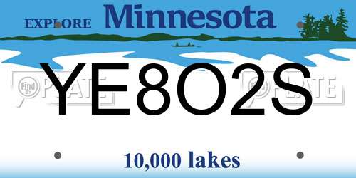 YE8O2S Minnesota License Plate