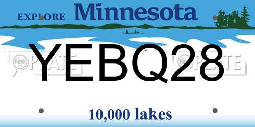 YEBQ28 Minnesota License Plate