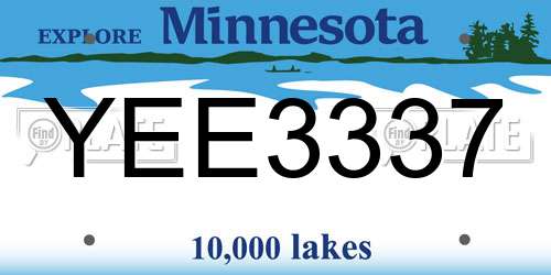 YEE3337 Minnesota License Plate