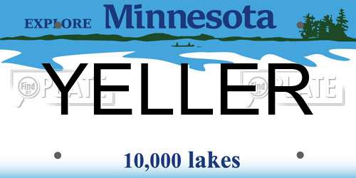 YELLER Minnesota License Plate