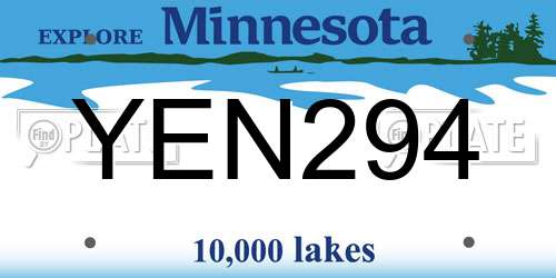 YEN294 Minnesota License Plate