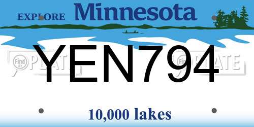YEN794 Minnesota License Plate