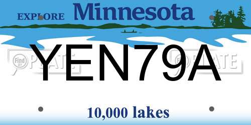 YEN79A Minnesota License Plate