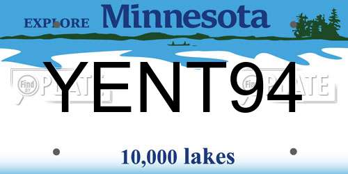 YENT94 Minnesota License Plate