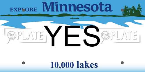 YES Minnesota License Plate