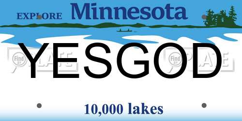 YESGOD Minnesota License Plate