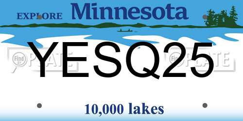 YESQ25 Minnesota License Plate