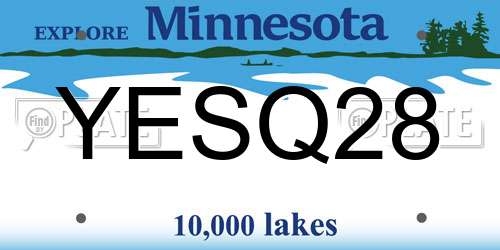 YESQ28 Minnesota License Plate