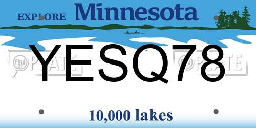 YESQ78 Minnesota License Plate