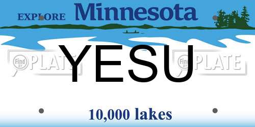 YESU Minnesota License Plate