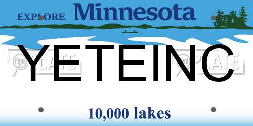 YETEINC Minnesota License Plate