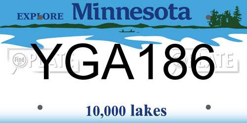 YGA186 Minnesota License Plate