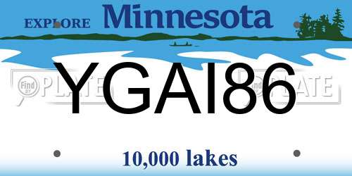 YGAI86 Minnesota License Plate