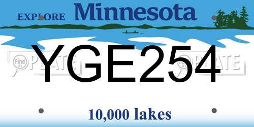 YGE254 Minnesota License Plate