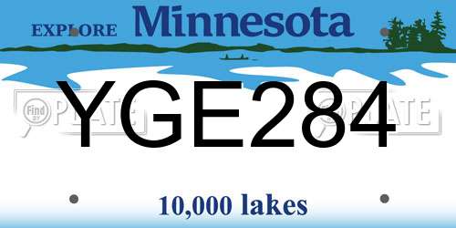 YGE284 Minnesota License Plate