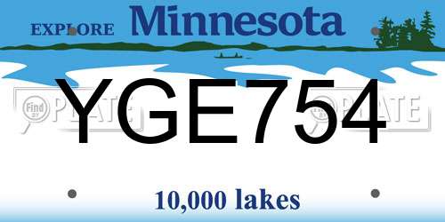 YGE754 Minnesota License Plate