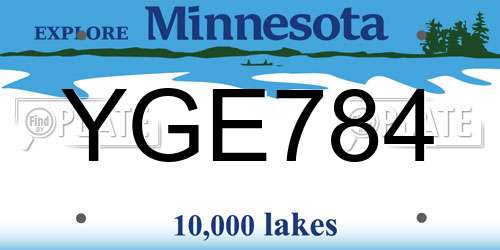YGE784 Minnesota License Plate