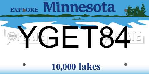 YGET84 Minnesota License Plate