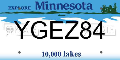 YGEZ84 Minnesota License Plate