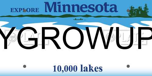 YGROWUP Minnesota License Plate