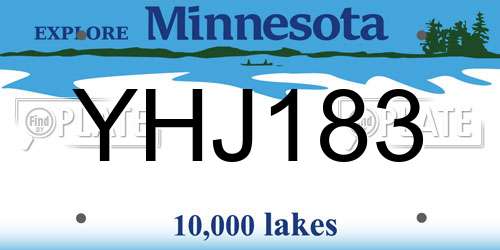 YHJ183 Minnesota License Plate