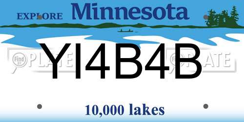 YI4B4B Minnesota License Plate