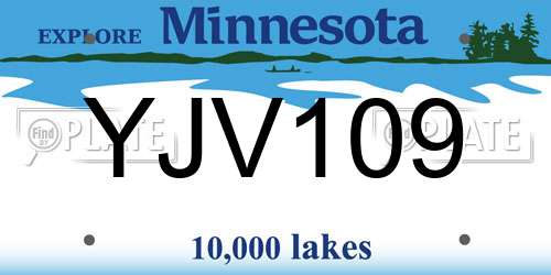 YJV109 Minnesota License Plate