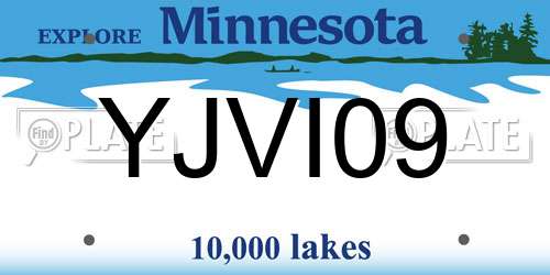 YJVI09 Minnesota License Plate