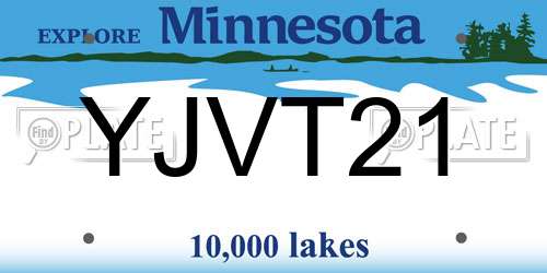 YJVT21 Minnesota License Plate