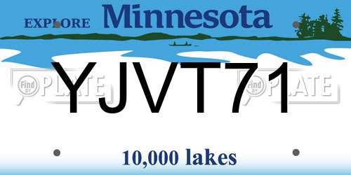 YJVT71 Minnesota License Plate