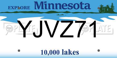 YJVZ71 Minnesota License Plate