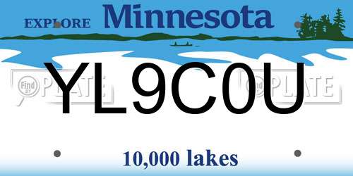YL9C0U Minnesota License Plate