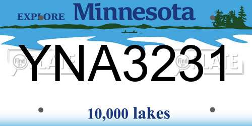 YNA3231 Minnesota License Plate