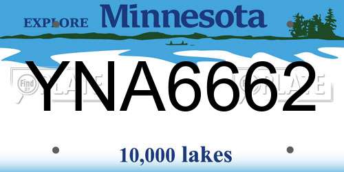 YNA6662 Minnesota License Plate