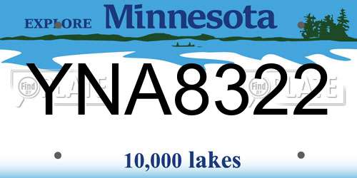 YNA8322 Minnesota License Plate