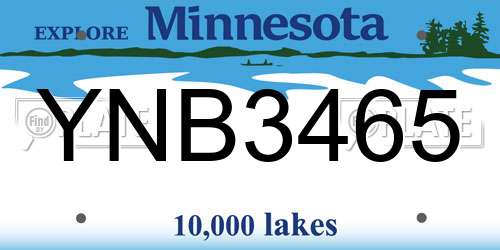 YNB3465 Minnesota License Plate