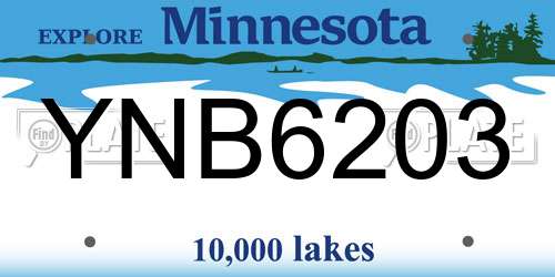 YNB6203 Minnesota License Plate