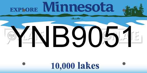 YNB9051 Minnesota License Plate
