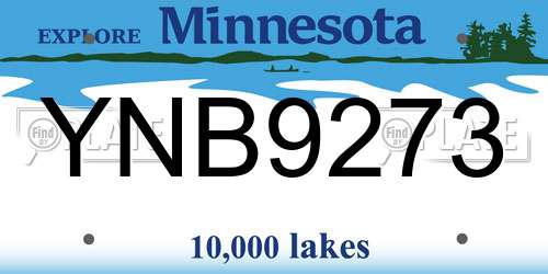 YNB9273 Minnesota License Plate