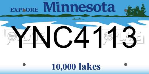 YNC4113 Minnesota License Plate