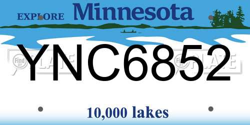 YNC6852 Minnesota License Plate
